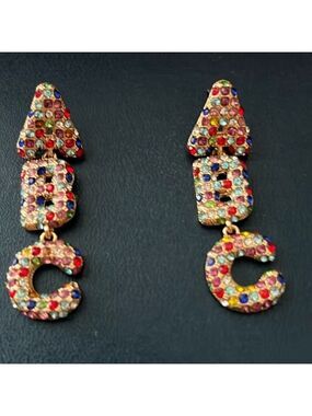 BAUBLEBAR Gold Multicolor Rhinestone Letter A B C Earrings